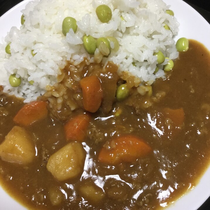 枝豆ご飯でカレー